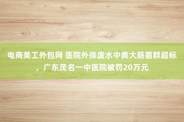 电商美工外包网 医院外排废水中粪大肠菌群超标，广东茂名一中医院被罚20万元