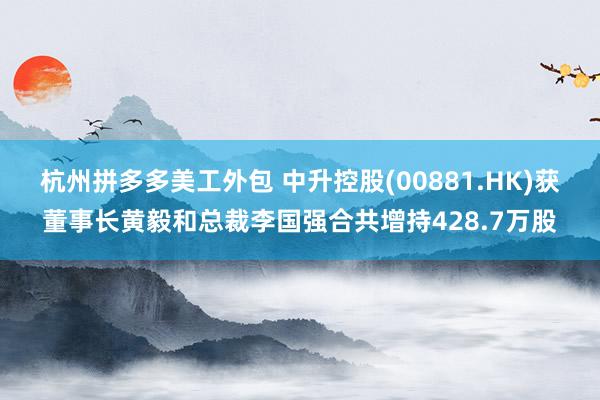 杭州拼多多美工外包 中升控股(00881.HK)获董事长黄毅和总裁李国强合共增持428.7万股