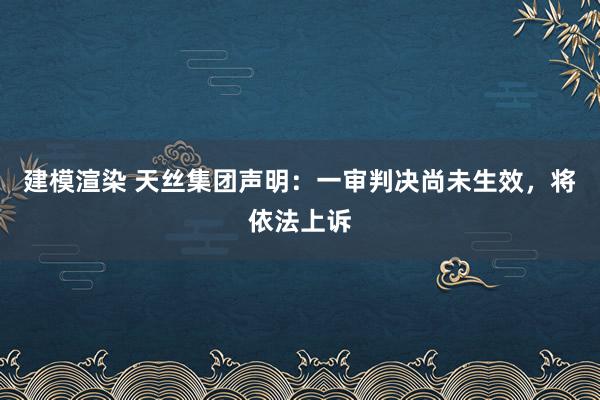 建模渲染 天丝集团声明：一审判决尚未生效，将依法上诉