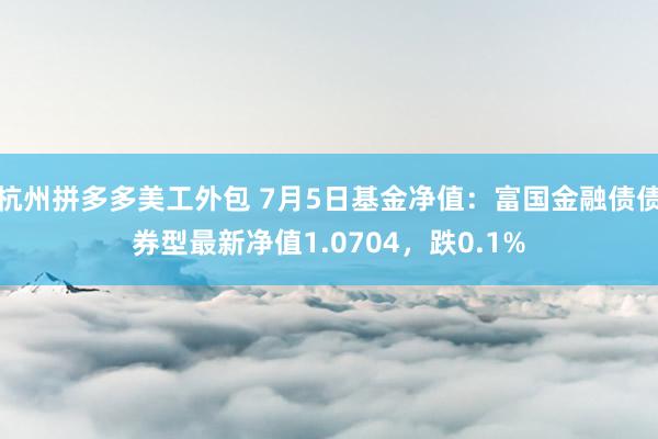 杭州拼多多美工外包 7月5日基金净值：富国金融债债券型最新净值1.0704，跌0.1%